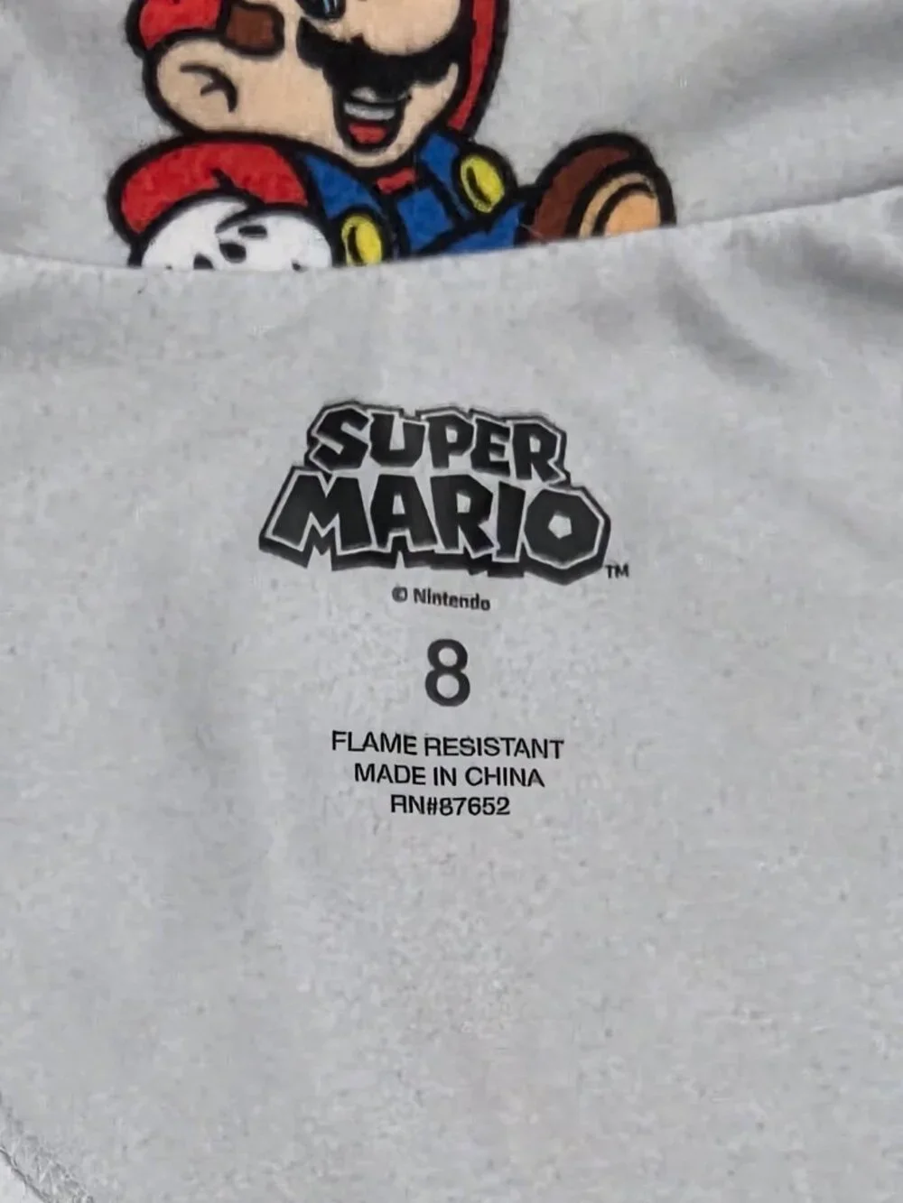 Super Mario long-sleeve button-up pajama top boys size 8
